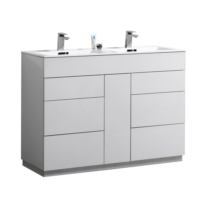 KubeBath | Milano 48" Double Sink High Glossy White Modern Bathroom Vanity KubeBath - Vanities KubeBath   