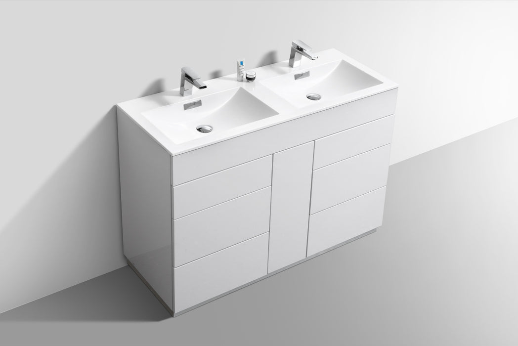 KubeBath | Milano 48" Double Sink High Glossy White Modern Bathroom Vanity KubeBath - Vanities KubeBath   