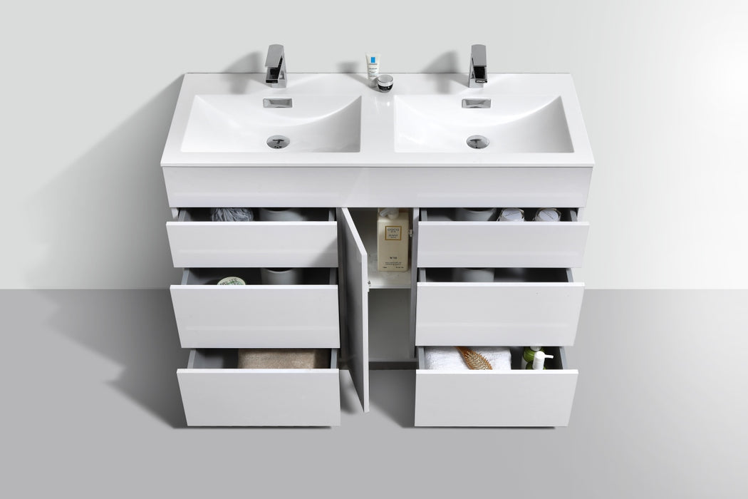 KubeBath | Milano 48" Double Sink High Glossy White Modern Bathroom Vanity KubeBath - Vanities KubeBath   