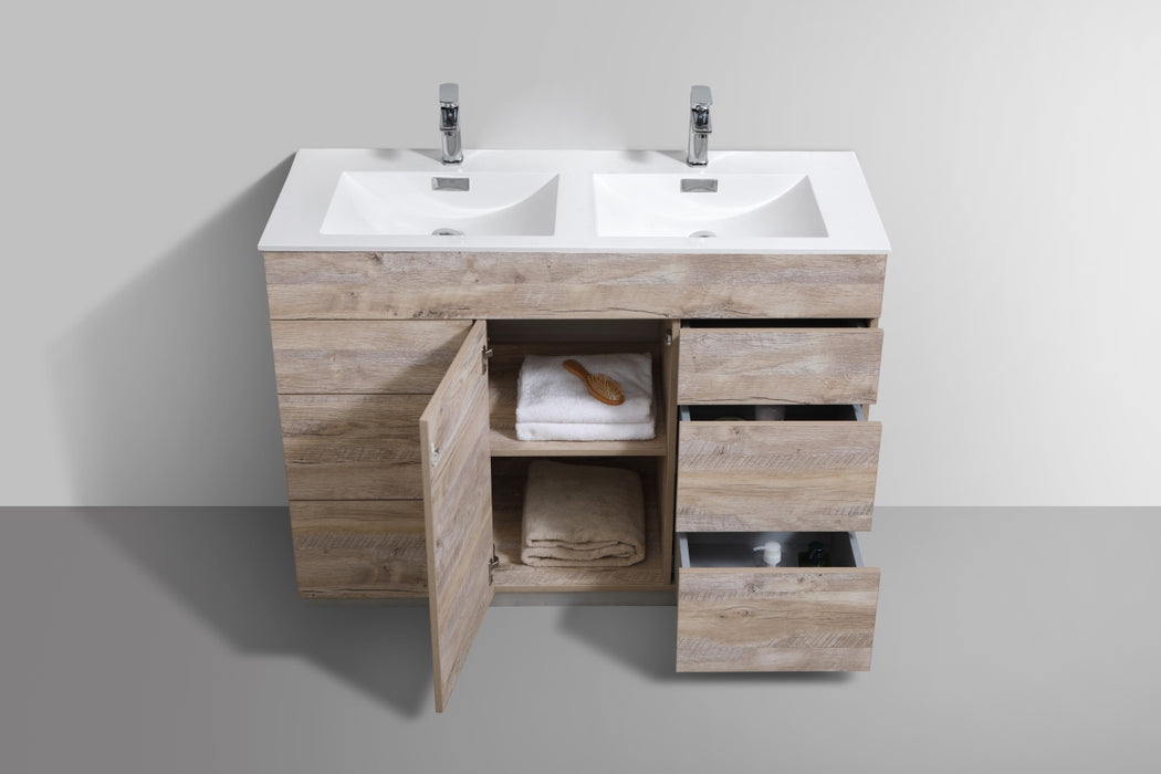 KubeBath | Milano 48" Double Sink Nature Wood Modern Bathroom Vanity KubeBath - Vanities KubeBath   