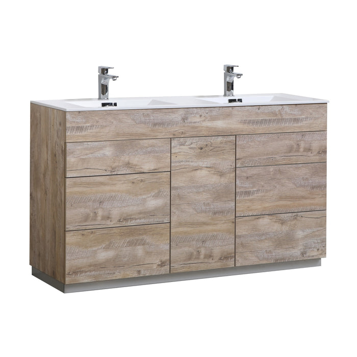 KubeBath | Milano 60"Double Sink Nature Wood Modern Bathroom Vanity KubeBath - Vanities KubeBath   