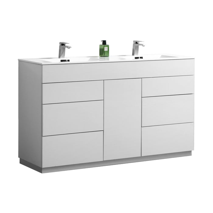 KubeBath | Milano 60" Double Sink High Glossy White Modern Bathroom Vanity KubeBath - Vanities KubeBath   