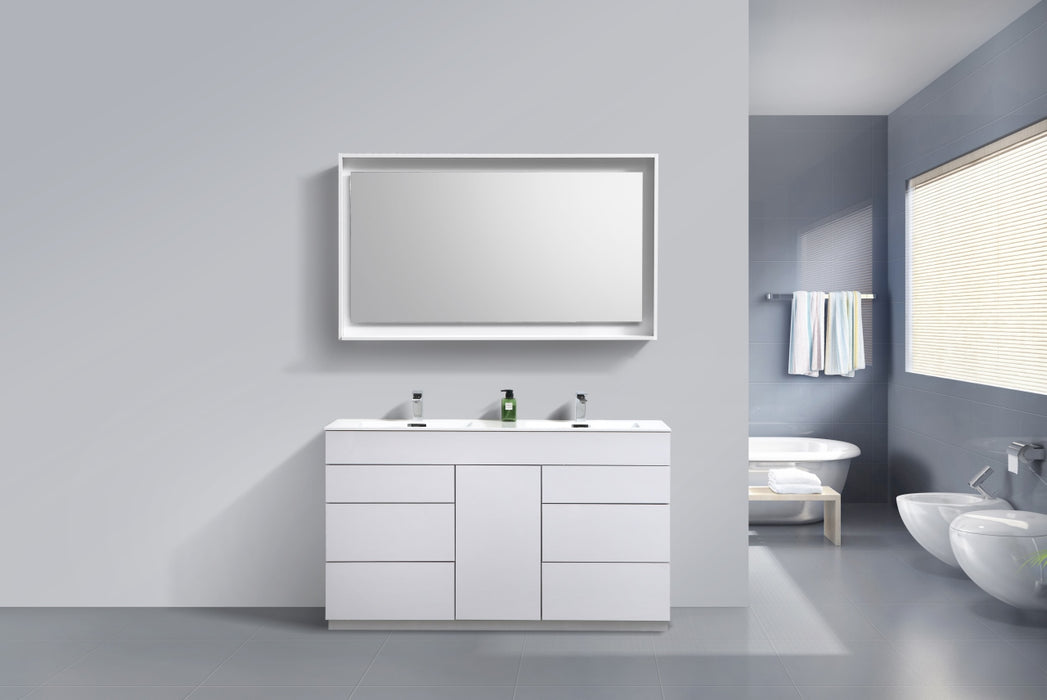 KubeBath | Milano 60" Double Sink High Glossy White Modern Bathroom Vanity KubeBath - Vanities KubeBath   