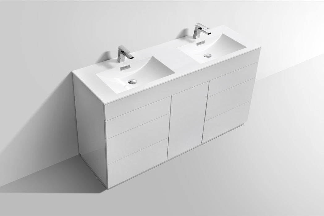 KubeBath | Milano 60" Double Sink High Glossy White Modern Bathroom Vanity KubeBath - Vanities KubeBath   