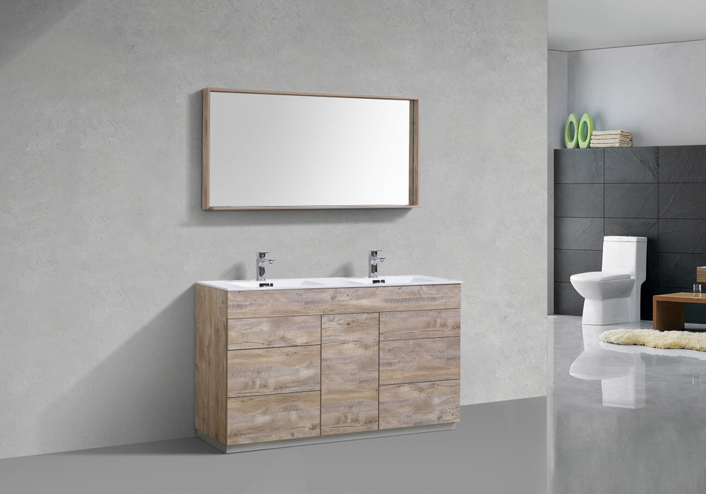 KubeBath | Milano 60"Double Sink Nature Wood Modern Bathroom Vanity KubeBath - Vanities KubeBath   