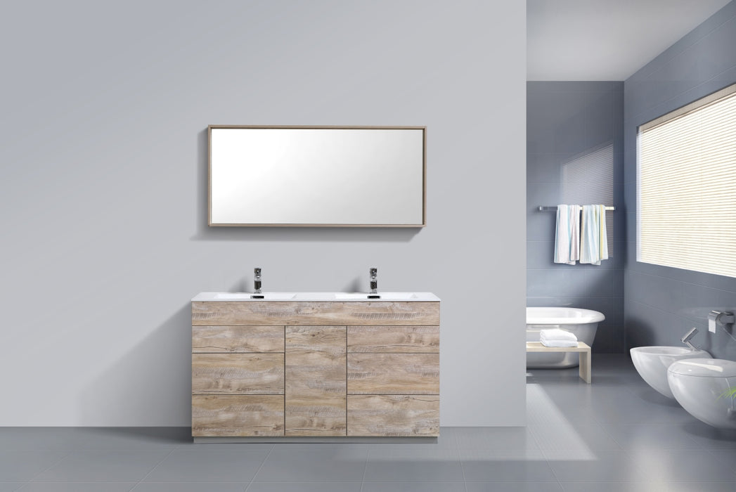 KubeBath | Milano 60"Double Sink Nature Wood Modern Bathroom Vanity KubeBath - Vanities KubeBath   