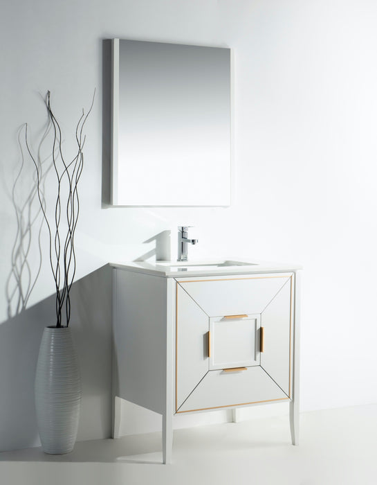 KubeBath | Vetro 30'' Gloss White Vanity W/ Quartz Counter Top (Back Splash Free) KubeBath - Vanities KubeBath   