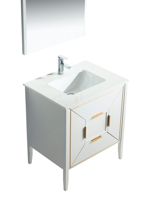 KubeBath | Vetro 30'' Gloss White Vanity W/ Quartz Counter Top (Back Splash Free) KubeBath - Vanities KubeBath   