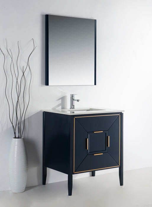 KubeBath | Vetro 30'' Gloss Blue Vanity W/ Quartz Counter Top (Back Splash Free) KubeBath - Vanities KubeBath   