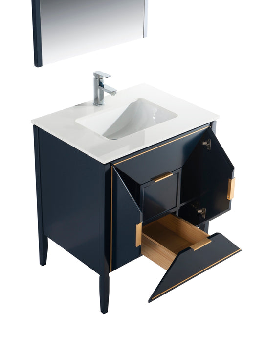 KubeBath | Vetro 30'' Gloss Blue Vanity W/ Quartz Counter Top (Back Splash Free) KubeBath - Vanities KubeBath   