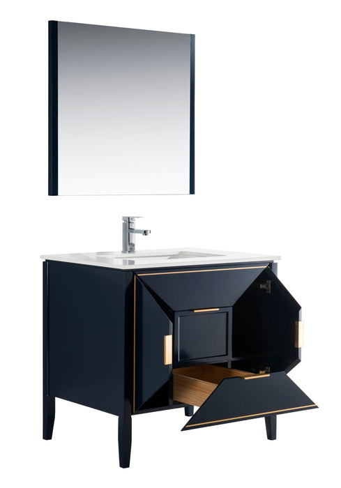 KubeBath | Vetro 36'' Gloss Blue Vanity W/ Quartz Counter Top (Back Splash Free) KubeBath - Vanities KubeBath   