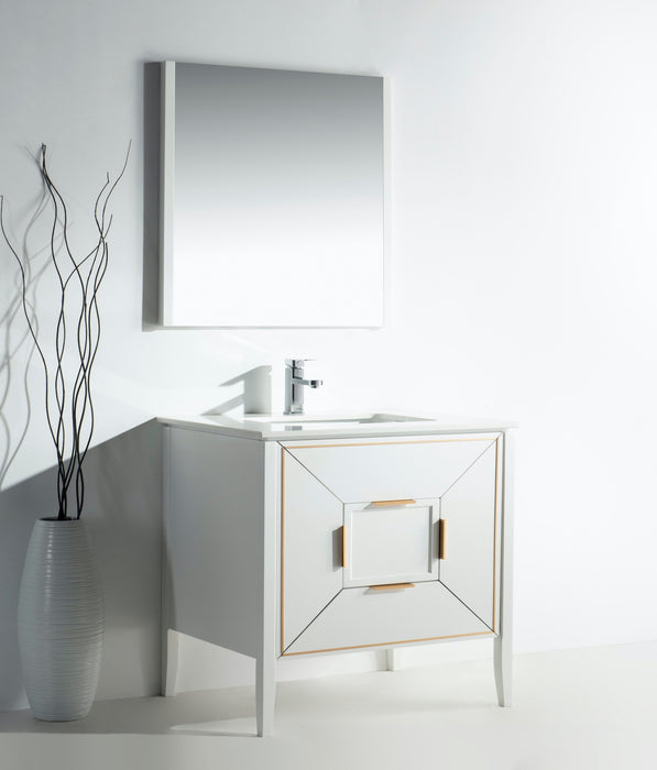 KubeBath | Vetro 36'' Gloss White Vanity W/ Quartz Counter Top (Back Splash Free) KubeBath - Vanities KubeBath   