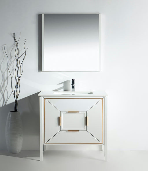 KubeBath | Vetro 36'' Gloss White Vanity W/ Quartz Counter Top (Back Splash Free) KubeBath - Vanities KubeBath   