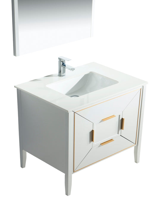 KubeBath | Vetro 36'' Gloss White Vanity W/ Quartz Counter Top (Back Splash Free) KubeBath - Vanities KubeBath   