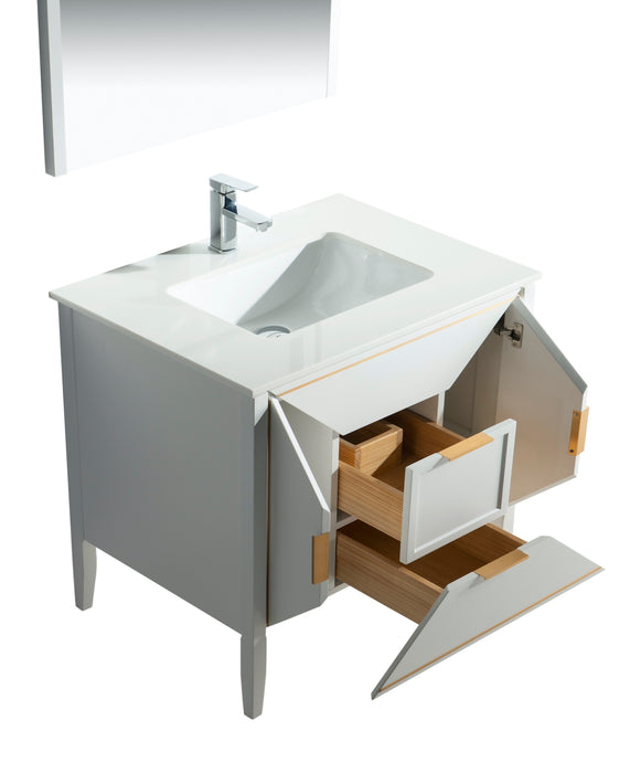 KubeBath | Vetro 36'' Gloss White Vanity W/ Quartz Counter Top (Back Splash Free) KubeBath - Vanities KubeBath   