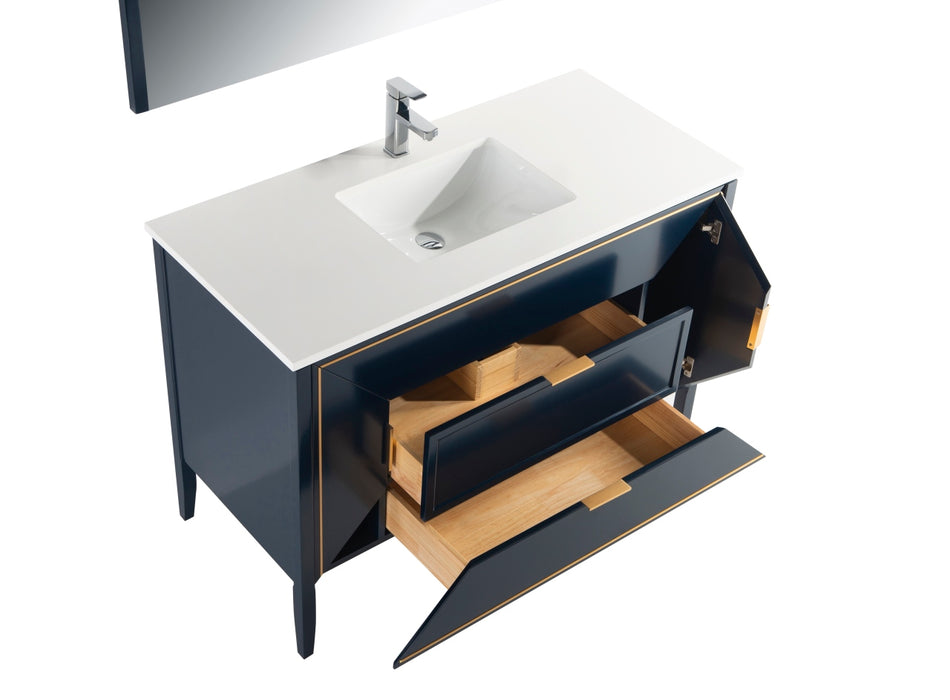 KubeBath | Vetro 48'' Gloss Blue Vanity W/ Quartz Counter Top (Back Splash Free) KubeBath - Vanities KubeBath   