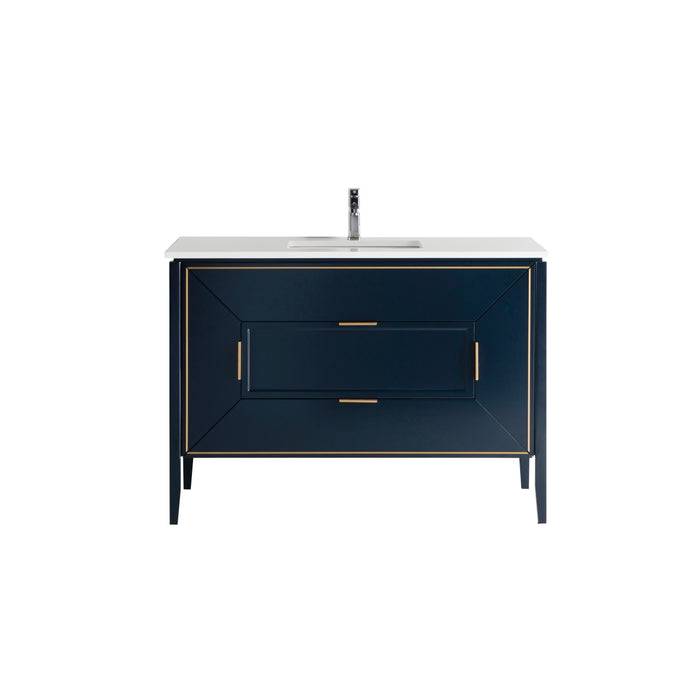 KubeBath | Vetro 48'' Gloss Blue Vanity W/ Quartz Counter Top (Back Splash Free) KubeBath - Vanities KubeBath   