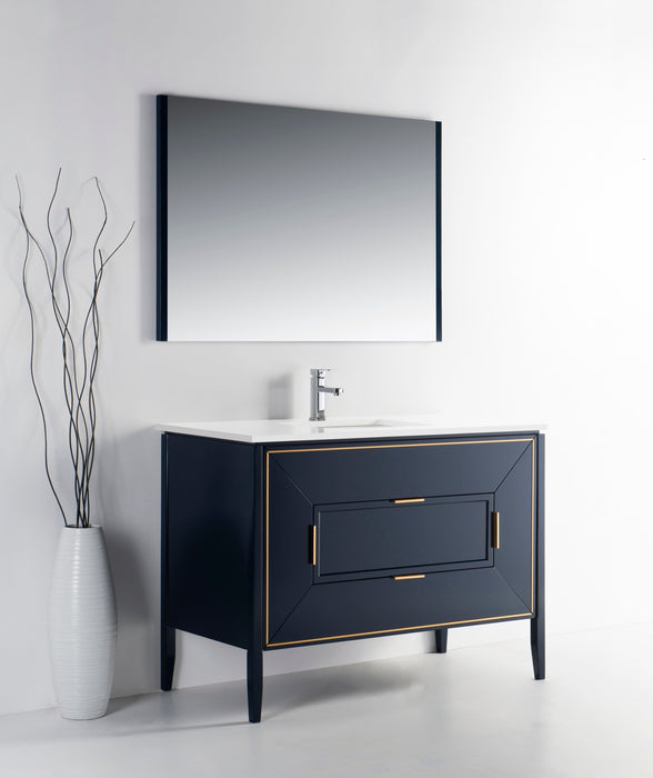 KubeBath | Vetro 48'' Gloss Blue Vanity W/ Quartz Counter Top (Back Splash Free) KubeBath - Vanities KubeBath   