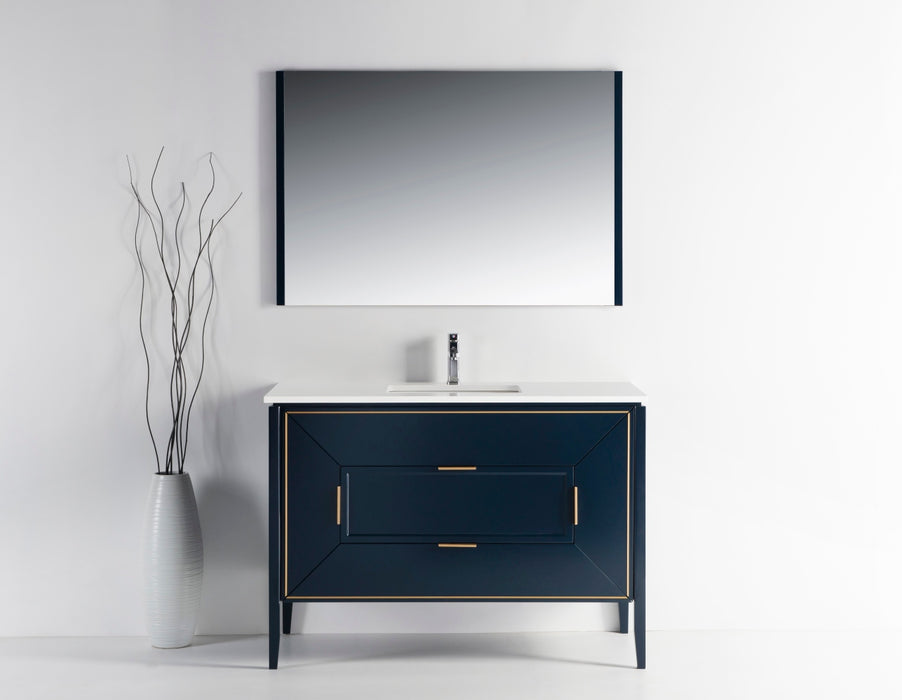 KubeBath | Vetro 48'' Gloss Blue Vanity W/ Quartz Counter Top (Back Splash Free) KubeBath - Vanities KubeBath   