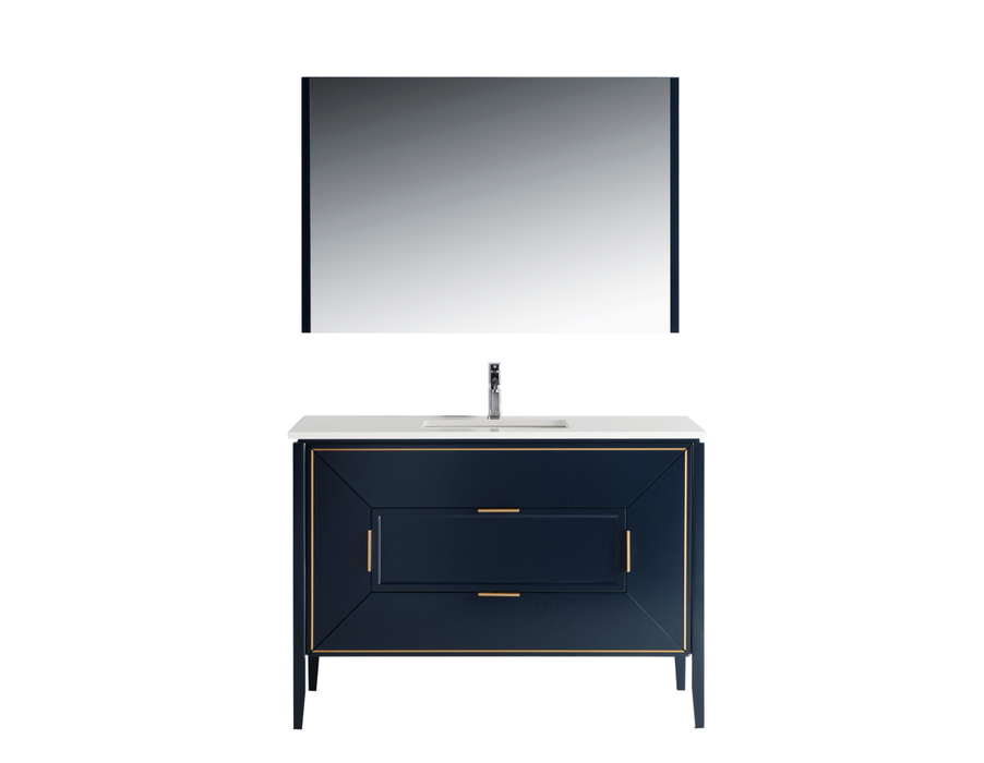 KubeBath | Vetro 48'' Gloss Blue Vanity W/ Quartz Counter Top (Back Splash Free) KubeBath - Vanities KubeBath   