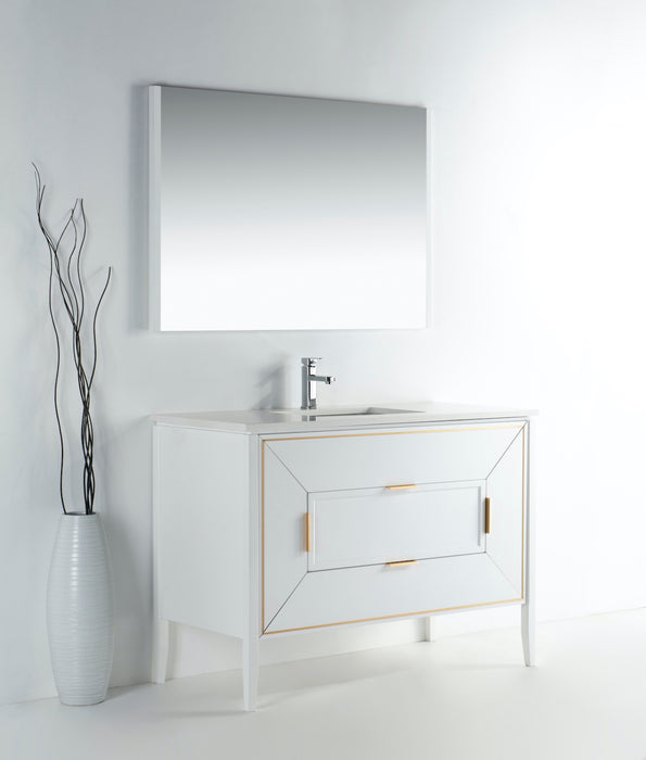 KubeBath | Vetro 60'' Gloss White Vanity W/ Quartz Counter Top (Back Splash Free) KubeBath - Vanities KubeBath   