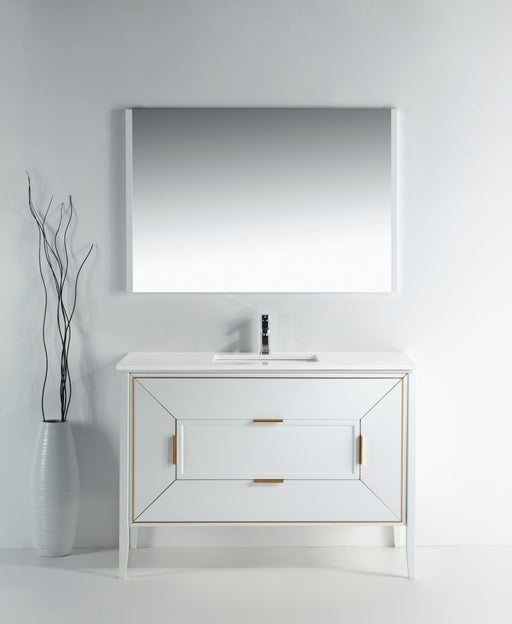 KubeBath | Vetro 48'' Gloss White Vanity W/ Quartz Counter Top (Back Splash Free) KubeBath - Vanities KubeBath   