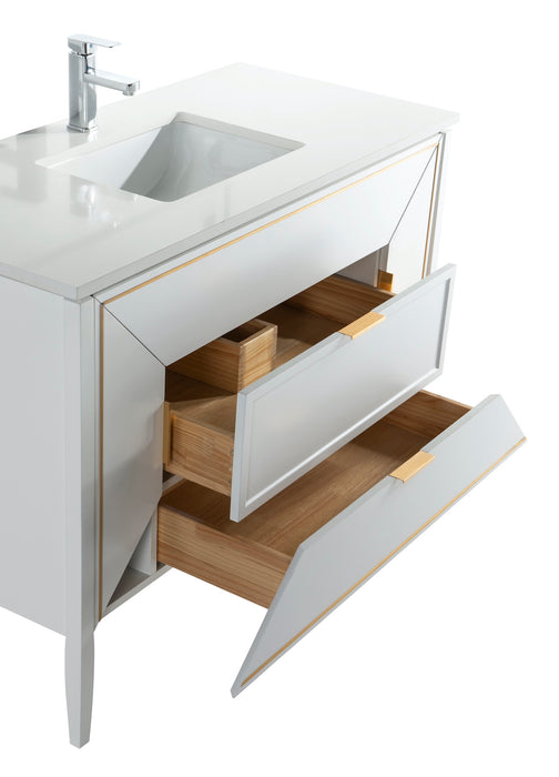 KubeBath | Vetro 60'' Gloss White Vanity W/ Quartz Counter Top (Back Splash Free) KubeBath - Vanities KubeBath   