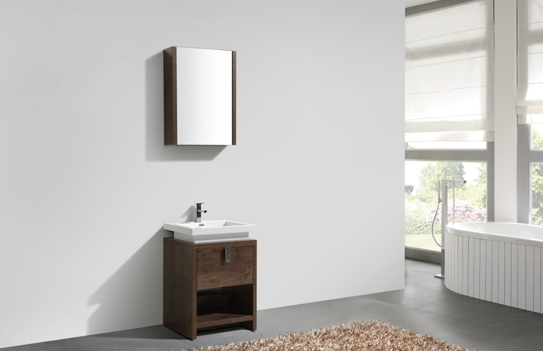 KubeBath | Levi 24" Rose Wood Modern Bathroom Vanity w/ Cubby Hole KubeBath - Vanities KubeBath   