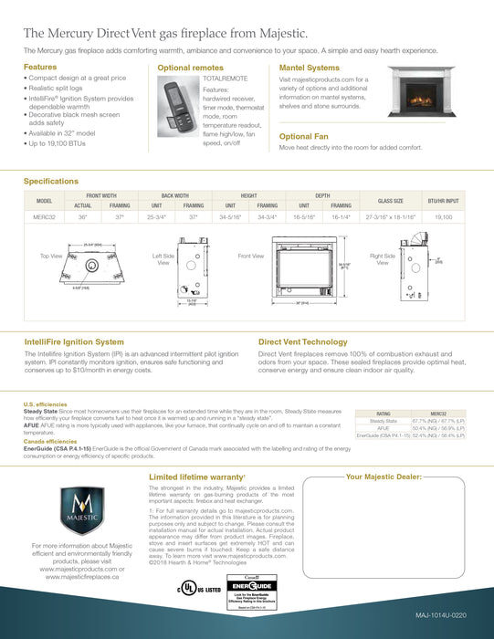 Majestic | Mercury 32" Direct Vent Gas Fireplace Majestic - Fireplace Majestic   