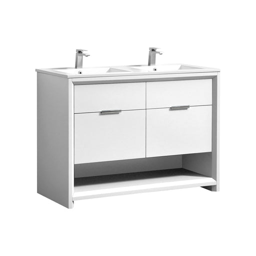 KubeBath | Nudo 48" Double Sink Modern bathroom Vanity in Gloss White Finish KubeBath - Vanities KubeBath   