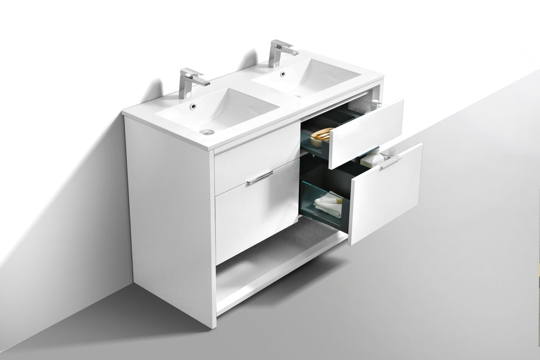 KubeBath | Nudo 48" Double Sink Modern bathroom Vanity in Gloss White Finish KubeBath - Vanities KubeBath   