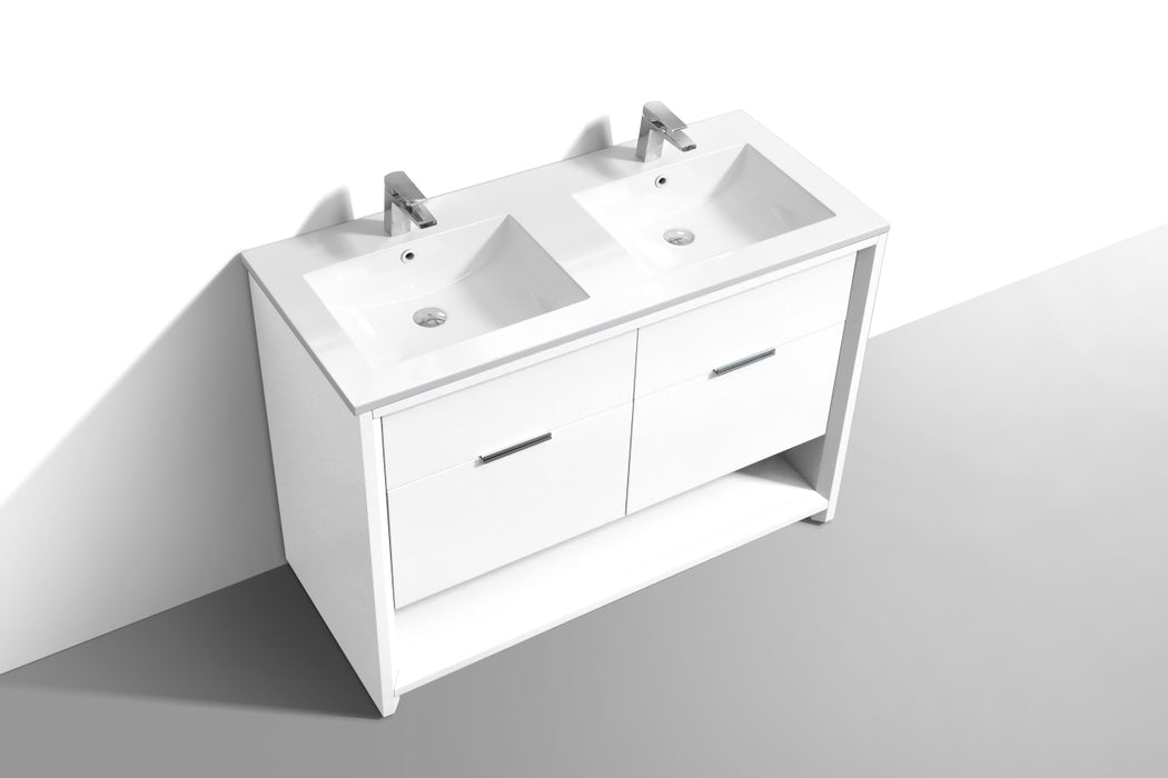 KubeBath | Nudo 48" Double Sink Modern bathroom Vanity in Gloss White Finish KubeBath - Vanities KubeBath   