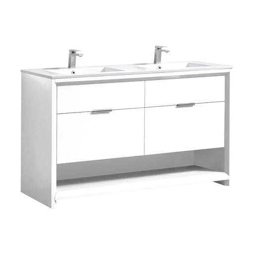 KubeBath | Nudo 60" Double Sink Modern bathroom Vanity in Gloss White Finish KubeBath - Vanities KubeBath   