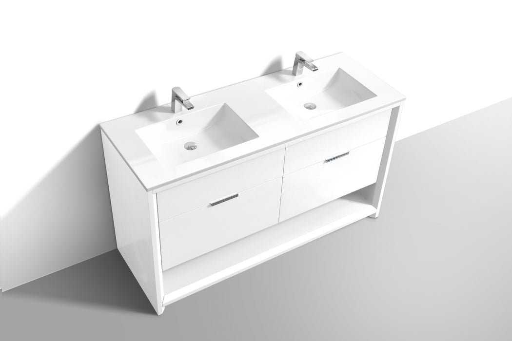 KubeBath | Nudo 60" Double Sink Modern bathroom Vanity in Gloss White Finish KubeBath - Vanities KubeBath   
