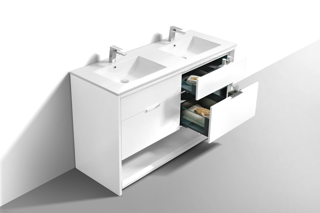 KubeBath | Nudo 60" Double Sink Modern bathroom Vanity in Gloss White Finish KubeBath - Vanities KubeBath   