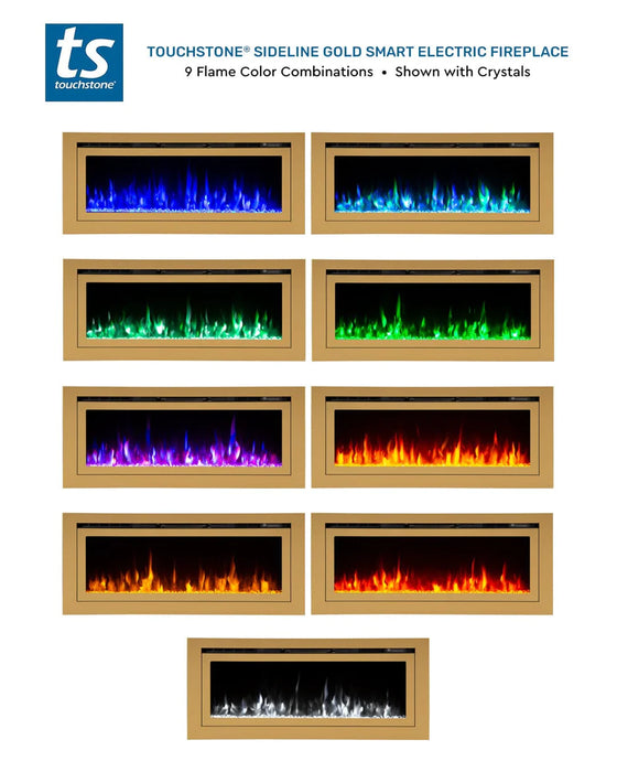 Touchstone | Sideline Deluxe 60" Recessed Mounted Electric Fireplace, Gold Touchstone - Electric Fireplace Touchstone   