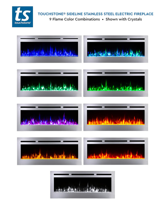 Touchstone | Sideline 50" Recessed Mounted Electric Fireplace, Stainless Steel Touchstone - Electric Fireplace Touchstone   