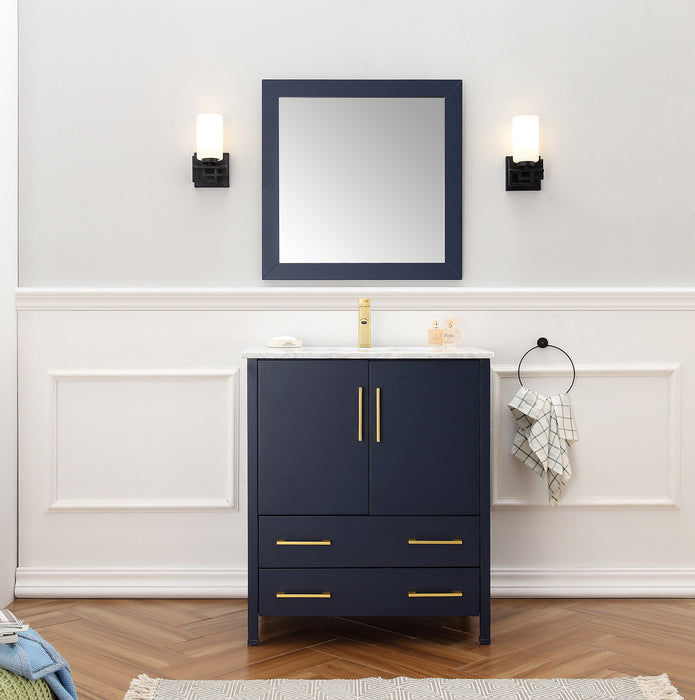 Legion Furniture | 30" Blue Solid Wood Sink Vanity With Mirror Legion Furniture Legion Furniture   