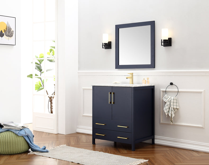 Legion Furniture | 30" Blue Solid Wood Sink Vanity With Mirror Legion Furniture Legion Furniture   