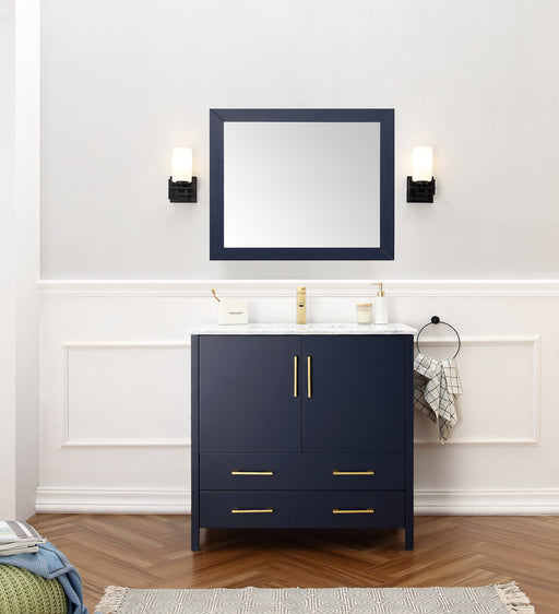 Legion Furniture | 36" Blue Solid Wood Sink Vanity With Mirror Legion Furniture Legion Furniture   