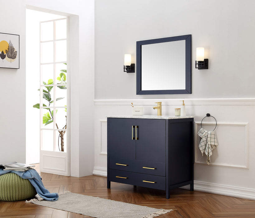 Legion Furniture | 36" Blue Solid Wood Sink Vanity With Mirror Legion Furniture Legion Furniture   