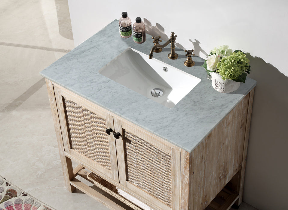 Legion Furniture | 36" Solid Wood Sink Vanity With Marble Top-No Faucet Legion Furniture Legion Furniture   