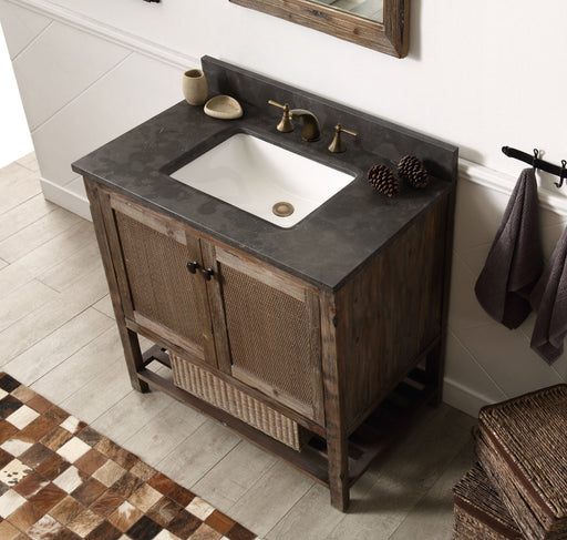 Legion Furniture | 36" Solid Wood Sink Vanity With Moon Stone Top-No Faucet Legion Furniture Legion Furniture   