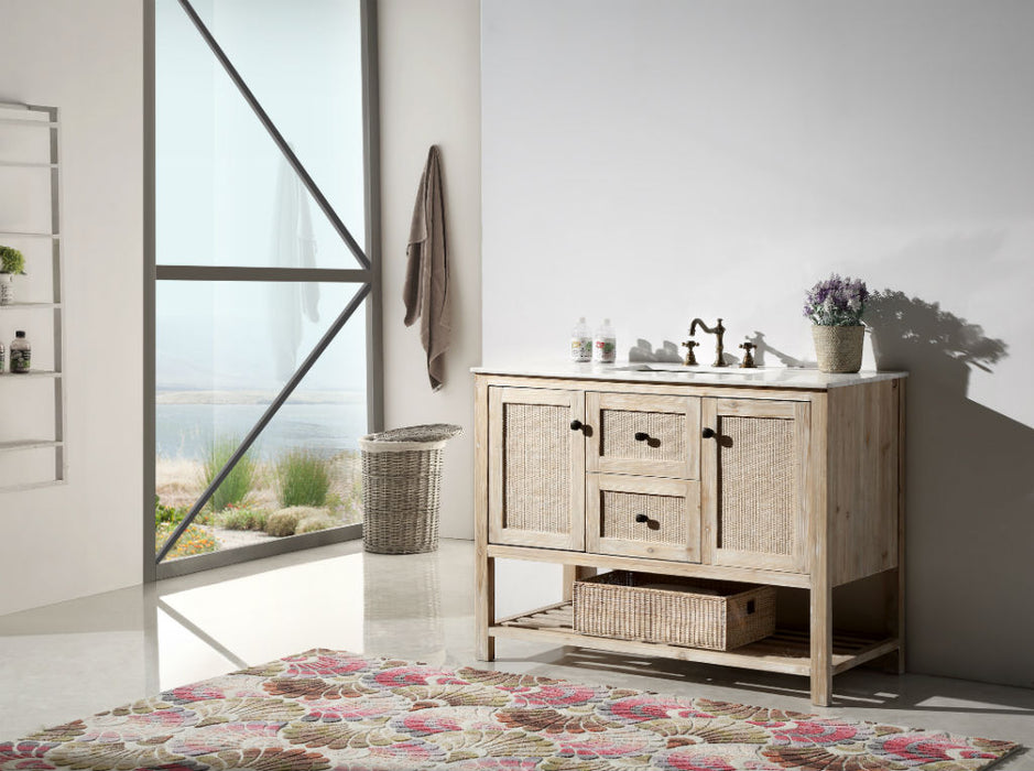 Legion Furniture | 48" Solid Wood Sink Vanity With Marble Top-No Faucet Legion Furniture Legion Furniture   