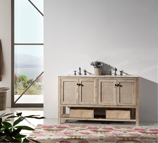 Legion Furniture | 60" Solid Wood Sink Vanity With Marble Top-No Faucet Legion Furniture Legion Furniture   