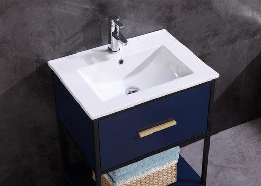 Legion Furniture | 24" Blue Finish Sink Vanity With Black Metal Frame-PVC | WH7024-BL-PVC Legion Furniture Legion Furniture   