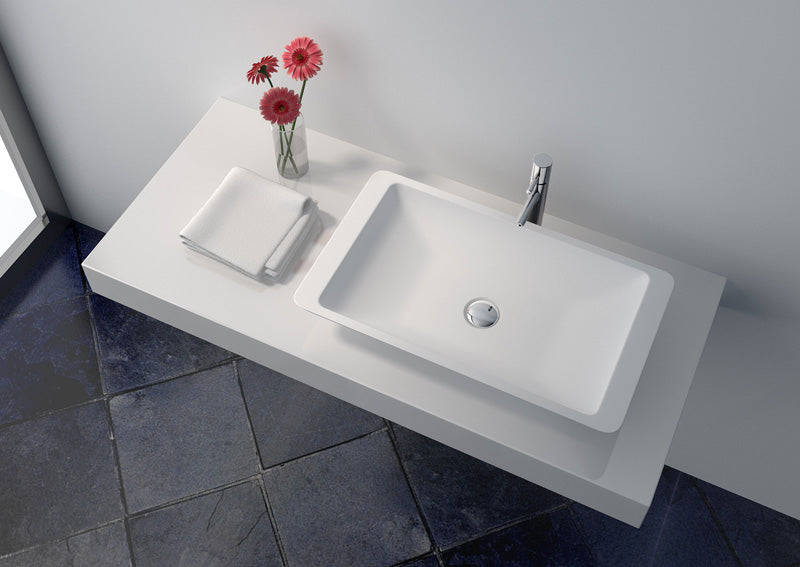 Legion Furniture | 23.6" White Matt Solid Surface Bowl - No Faucet | WJ9002-W Legion Furniture Legion Furniture   