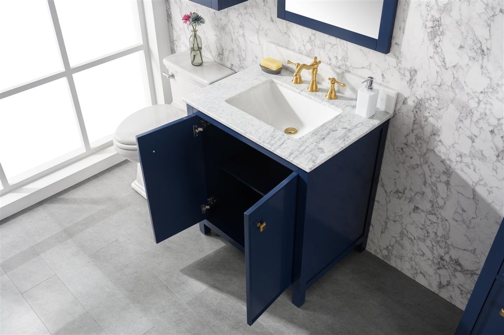 Legion Furniture | 30" Blue Finish Sink Vanity Cabinet With Carrara White Top | WLF2130-B Legion Furniture Legion Furniture   