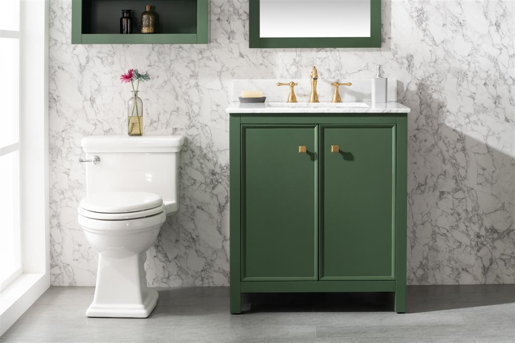 Legion Furniture | 30" Vogue Green Finish Sink Vanity Cabinet With Carrara White Top | WLF2130-VG Legion Furniture Legion Furniture   