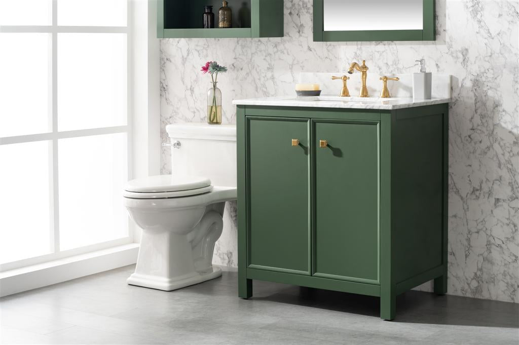 Legion Furniture | 30" Vogue Green Finish Sink Vanity Cabinet With Carrara White Top | WLF2130-VG Legion Furniture Legion Furniture   